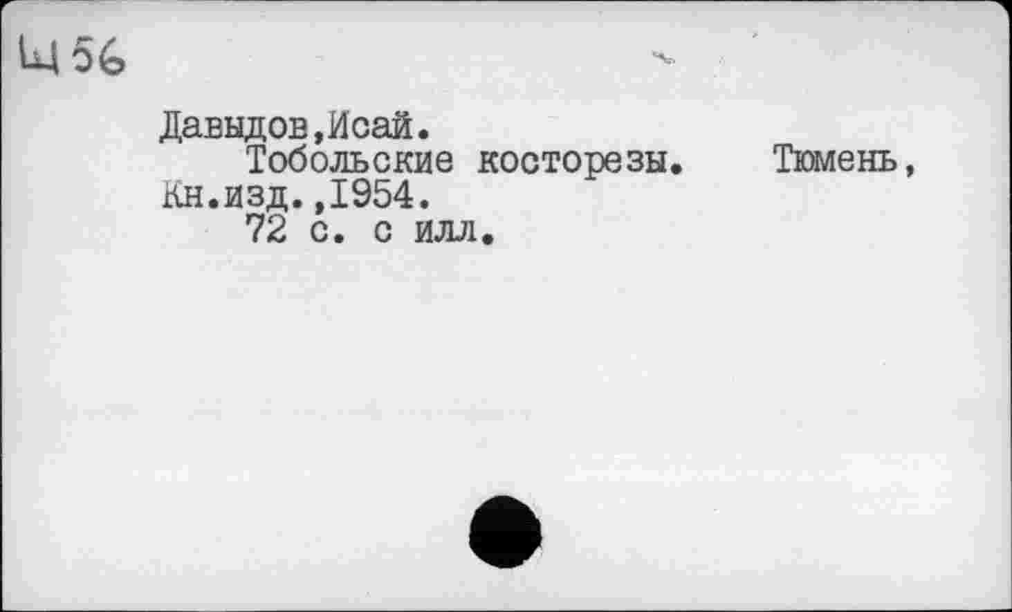 ﻿Щоб
Давыдов,Исай.
Тобольские косторезы. Кн.изд.,1954.
72 с. с илл.
Тюмень,